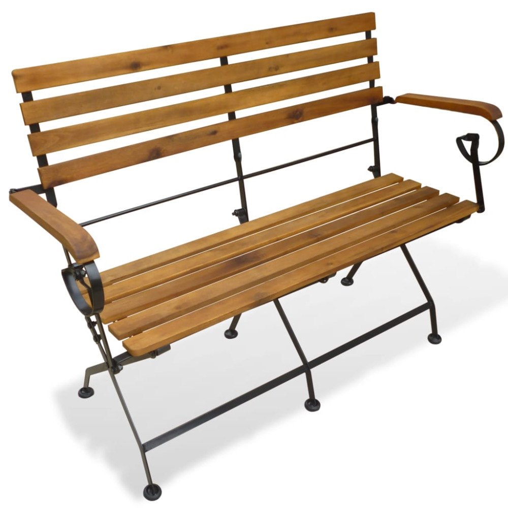 vidaXL Hopfällbar trädgårdsbänk 112 cm massivt akaciaträ