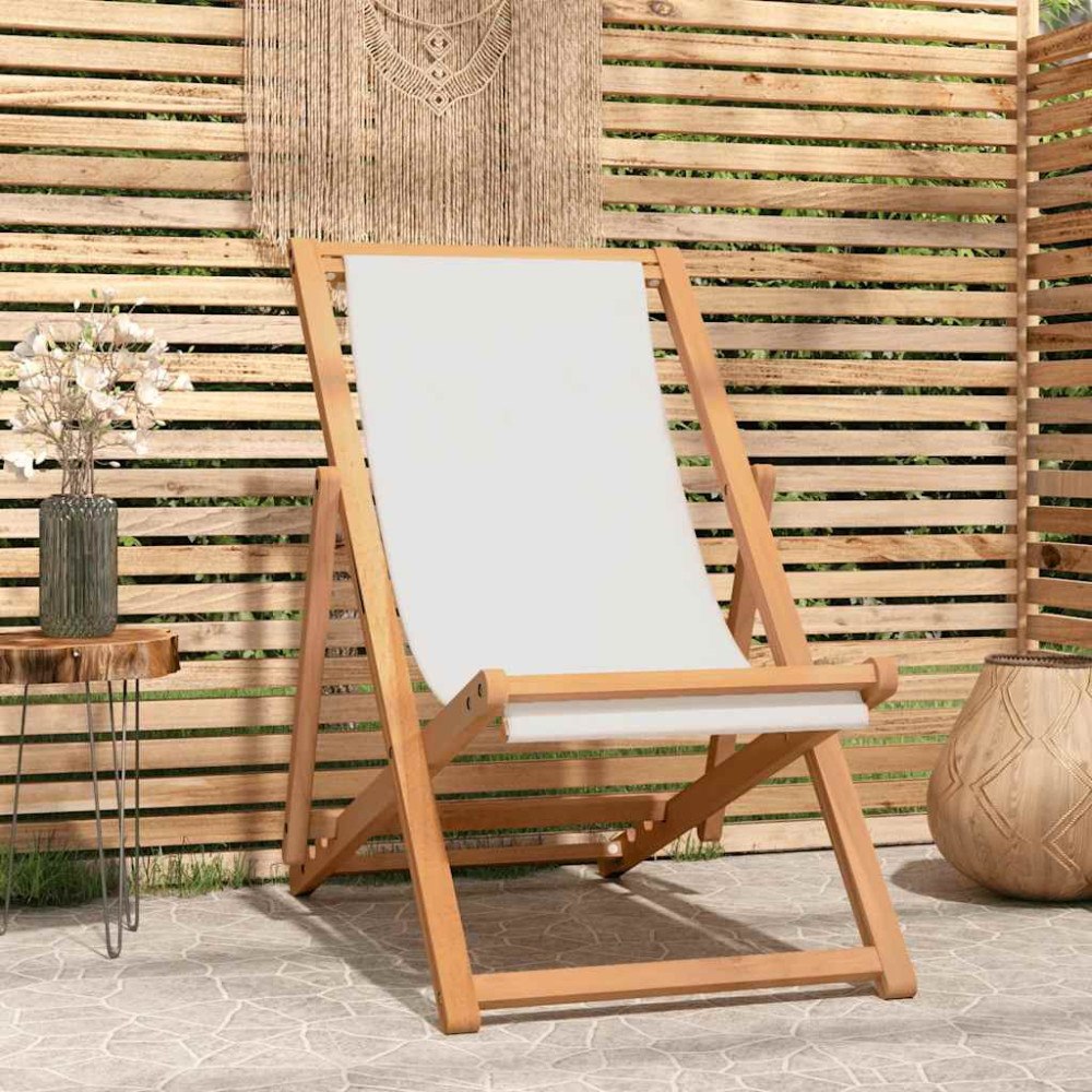 vidaXL Strandstol teakträ 56x105x96 cm gräddvit