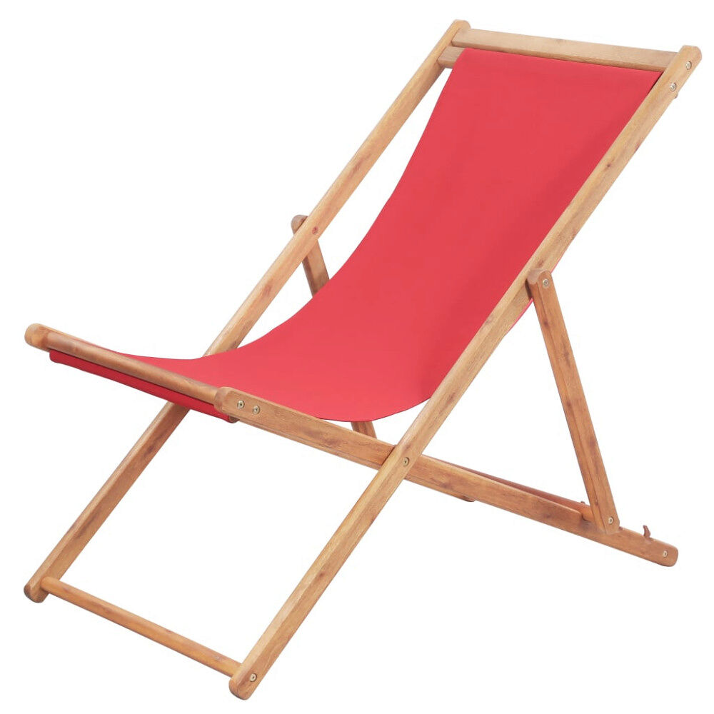 vidaXL Hopfällbar strandstol tyg och träram röd