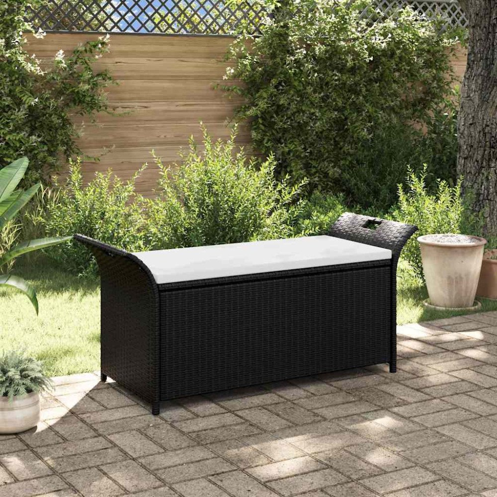 vidaXL Förvaringsbänk med dyna 138 cm konstrotting brun