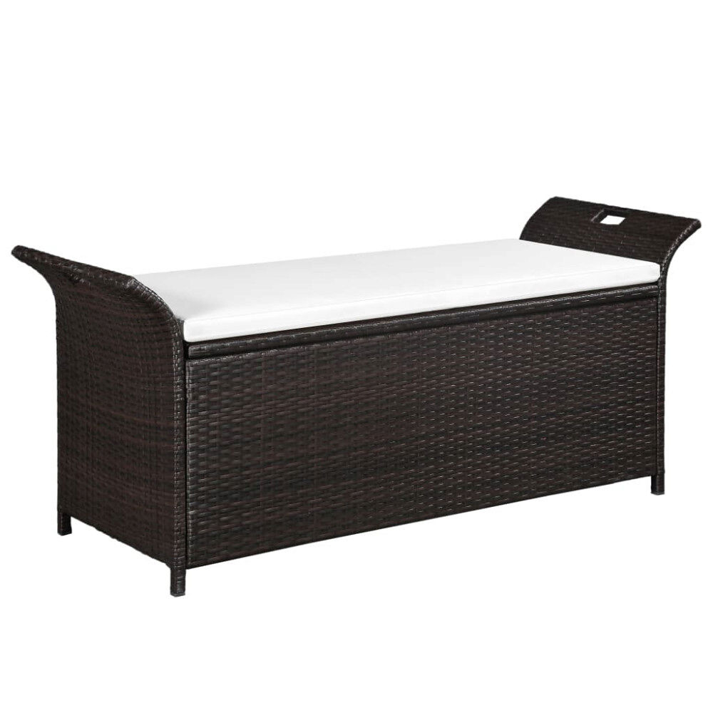 vidaXL Förvaringsbänk med dyna 138 cm konstrotting brun