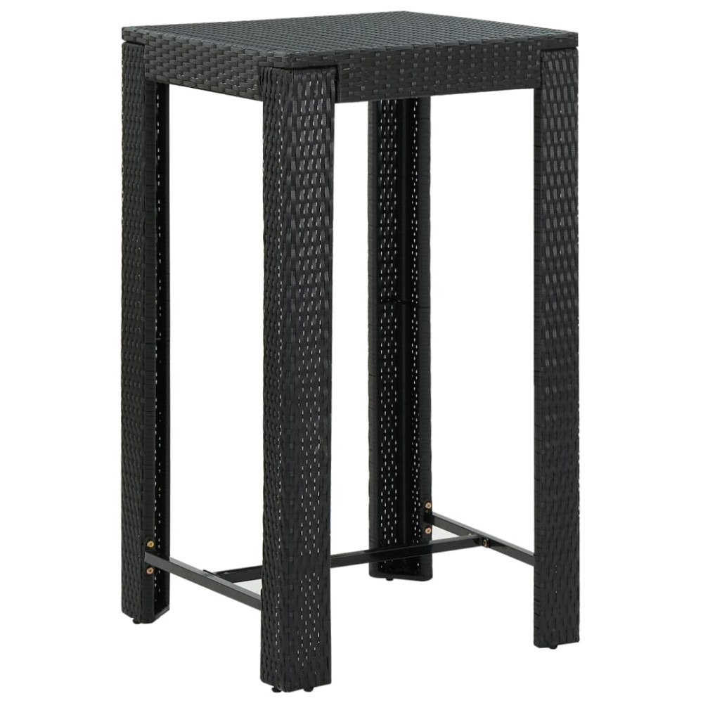 vidaXL Barbord för trädgård svart 60,5x60,5x110,5 cm konstrotting