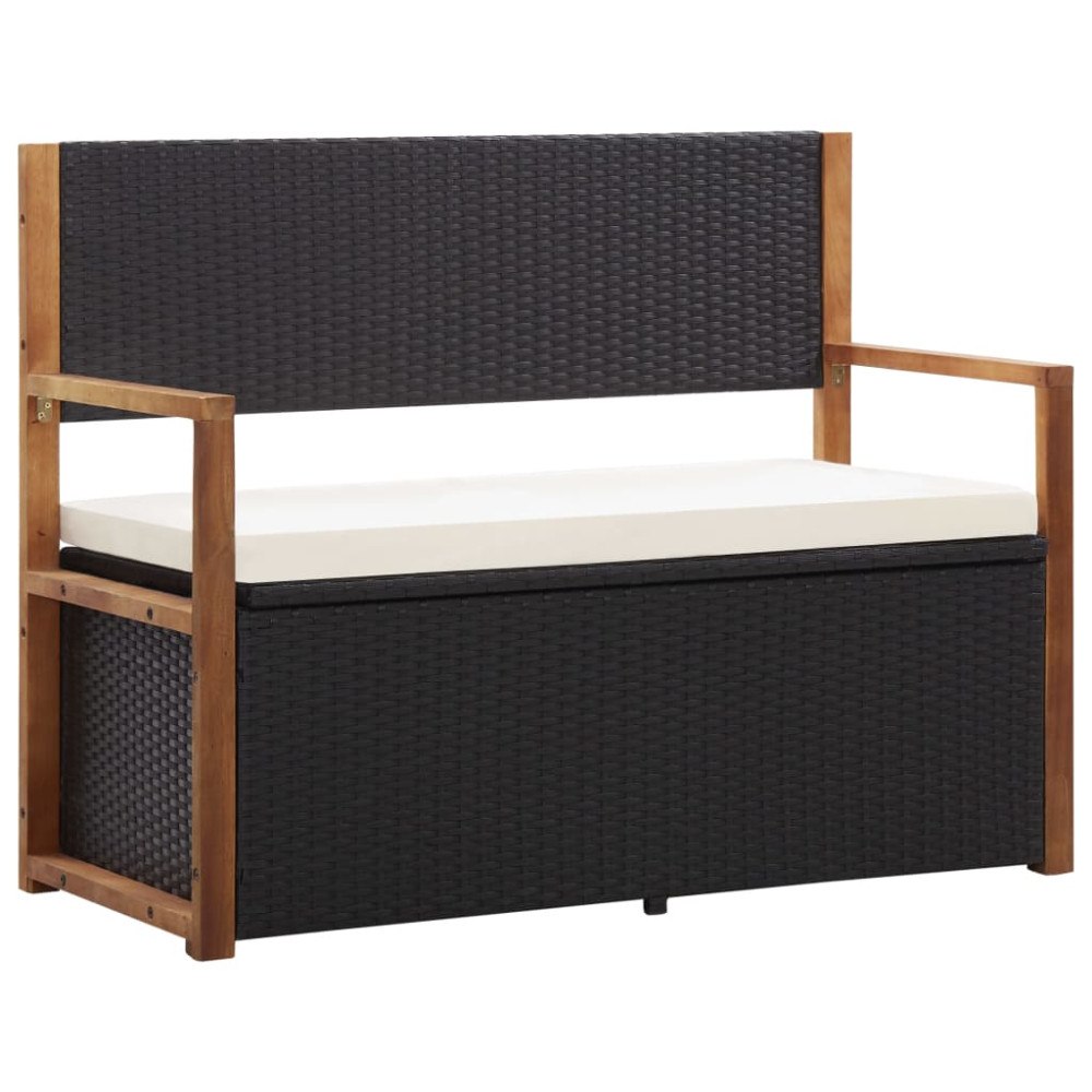 vidaXL Förvaringsbänk 115 cm konstrotting och massivt akaciaträ