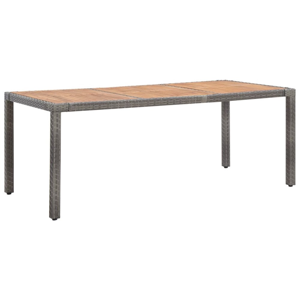 vidaXL Trädgårdsbord grå 190x90x75 cm konstrotting massivt akaciaträ