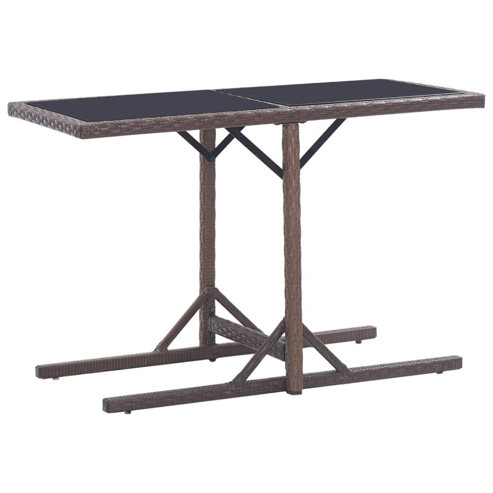 vidaXL Trädgårdsbord brun 110x53x72 cm glas och konstrotting