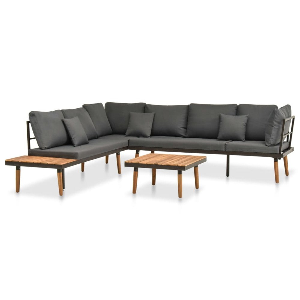 vidaXL Loungegrupp för trädgården med dynor 4 delar massivt akaciaträ