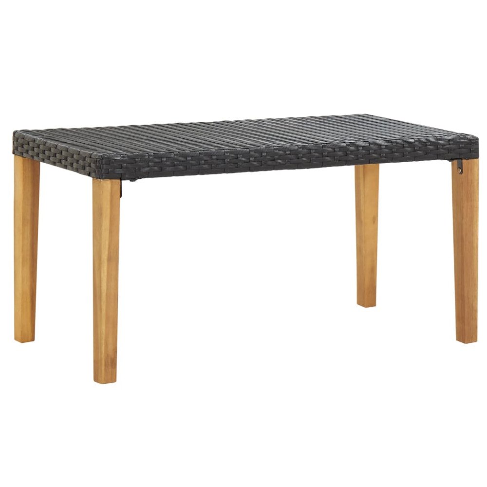 vidaXL Trädgårdsbänk 120 cm svart konstrotting och massivt akaciaträ