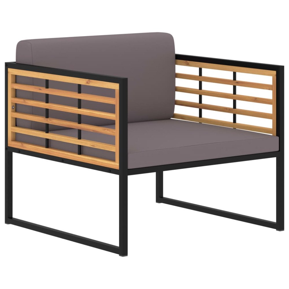 vidaXL Trädgårdsstolar med dynor 2 st massivt akaciaträ mörkgrå