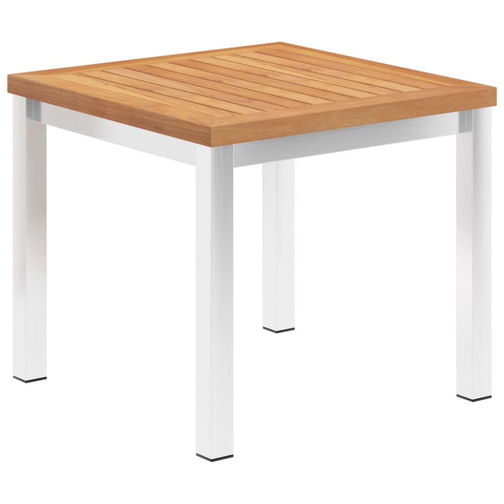 vidaXL Trädgårdsbord 45x45x38 cm massivt teakträ och rostfritt stål
