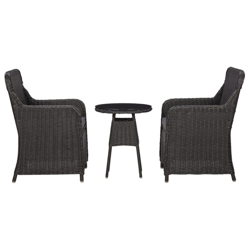 vidaXL Caféset med dynor 3 delar konstrotting svart