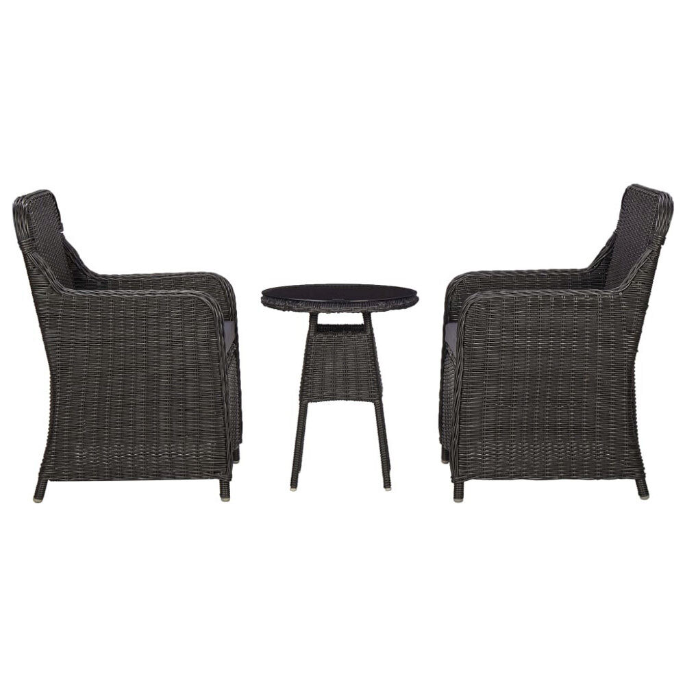 vidaXL Caféset med dynor 3 delar konstrotting svart