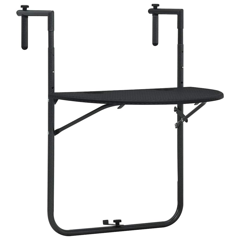 vidaXL Balkongbord svart 60x64x83,5 cm plast konstrotting