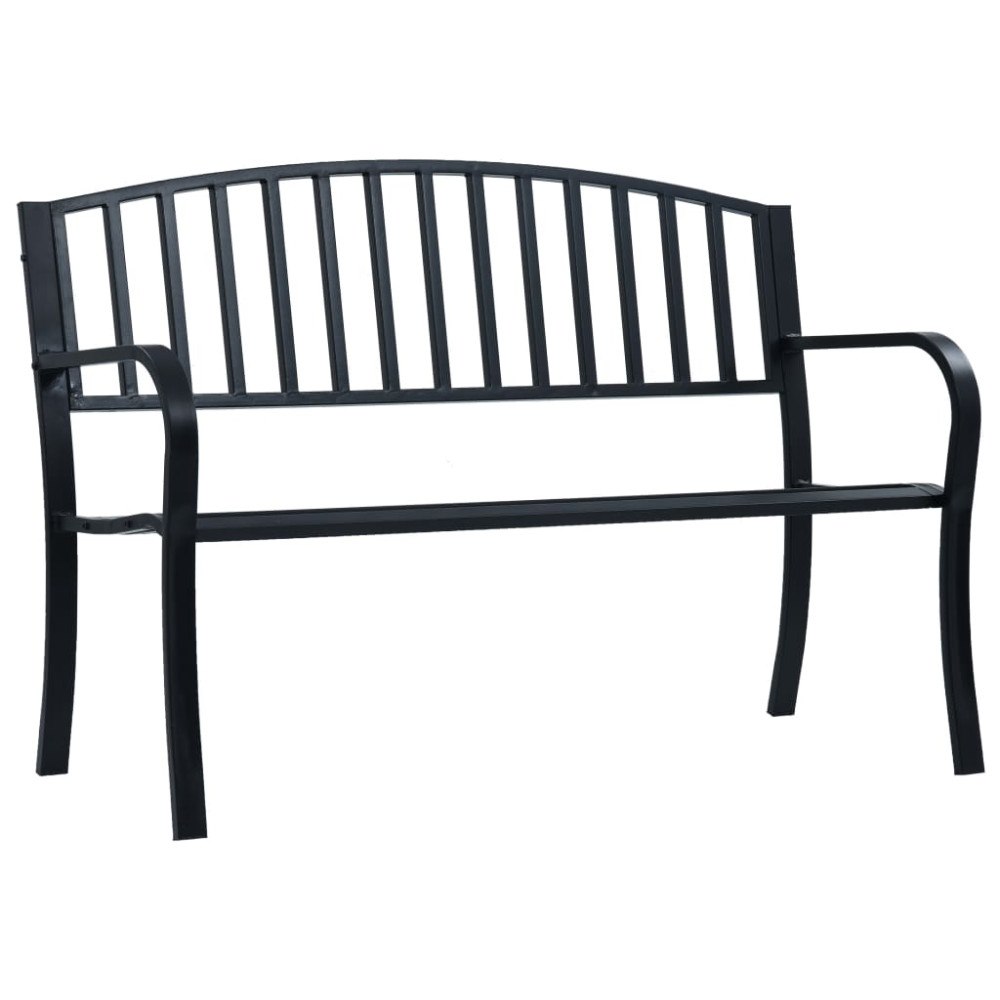 vidaXL Trädgårdsbänk 125 cm svart stål
