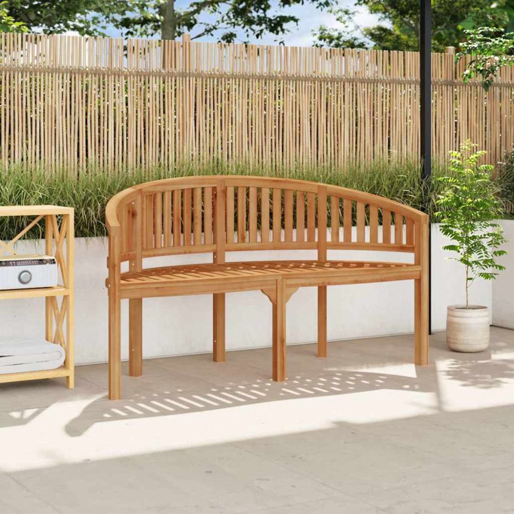 vidaXL Bananbänk 151 cm massiv teak