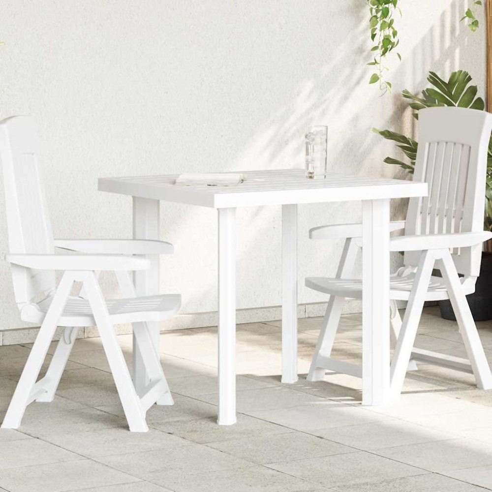 vidaXL Trädgårdsbord vit 80x75x72 cm plast