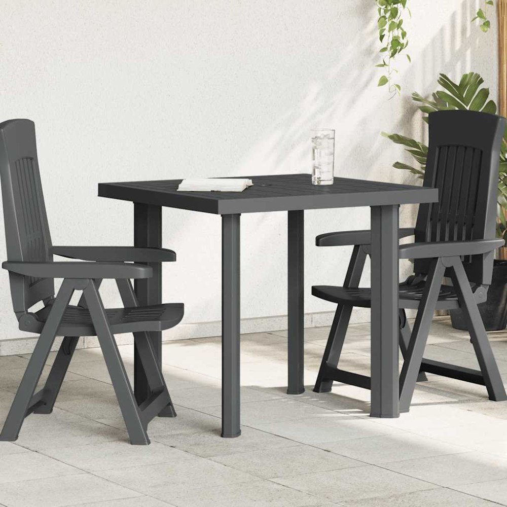 vidaXL Trädgårdsbord antracit 80x75x72 cm plast
