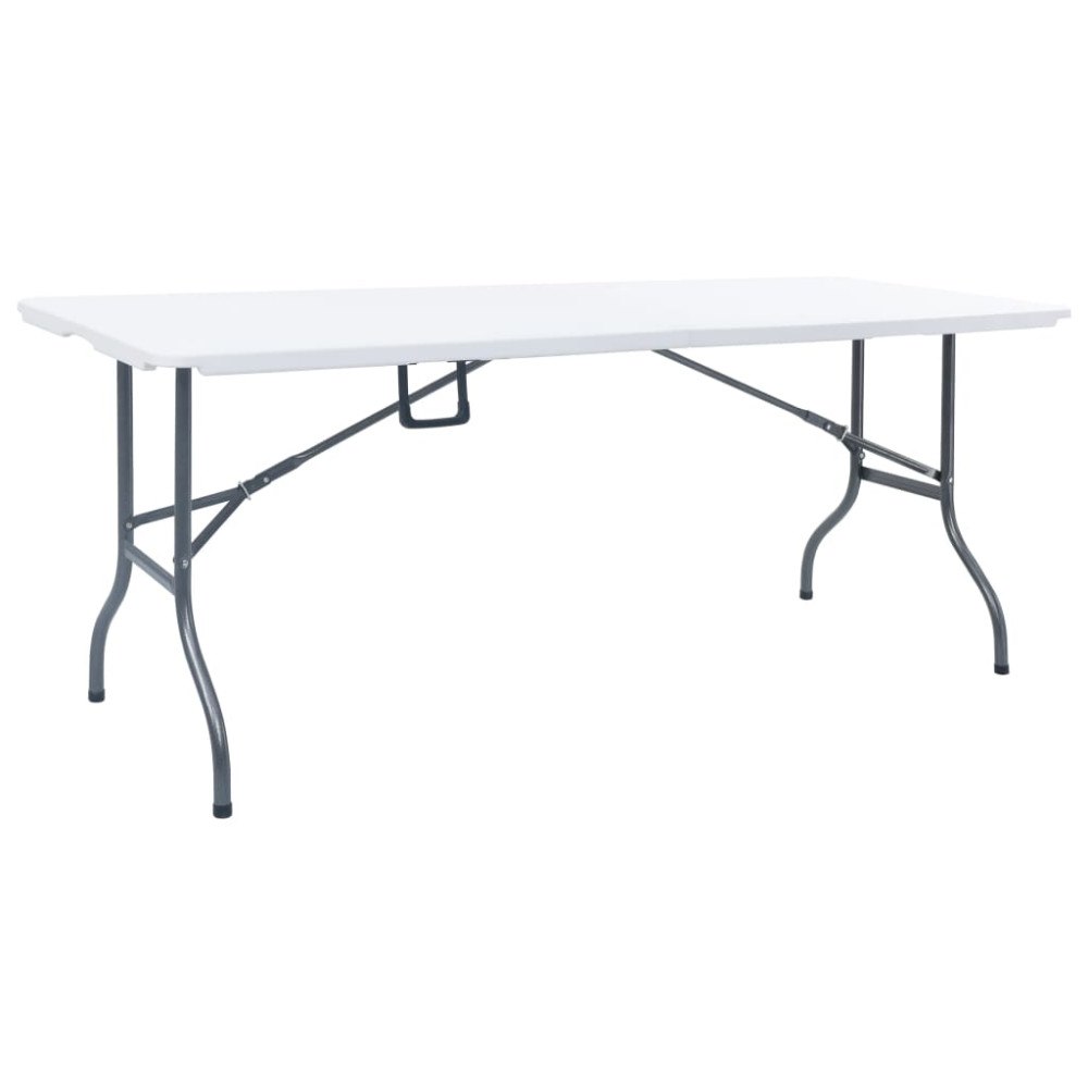 vidaXL Hopfällbart trädgårdsbord vit 180x72x72 cm HDPE