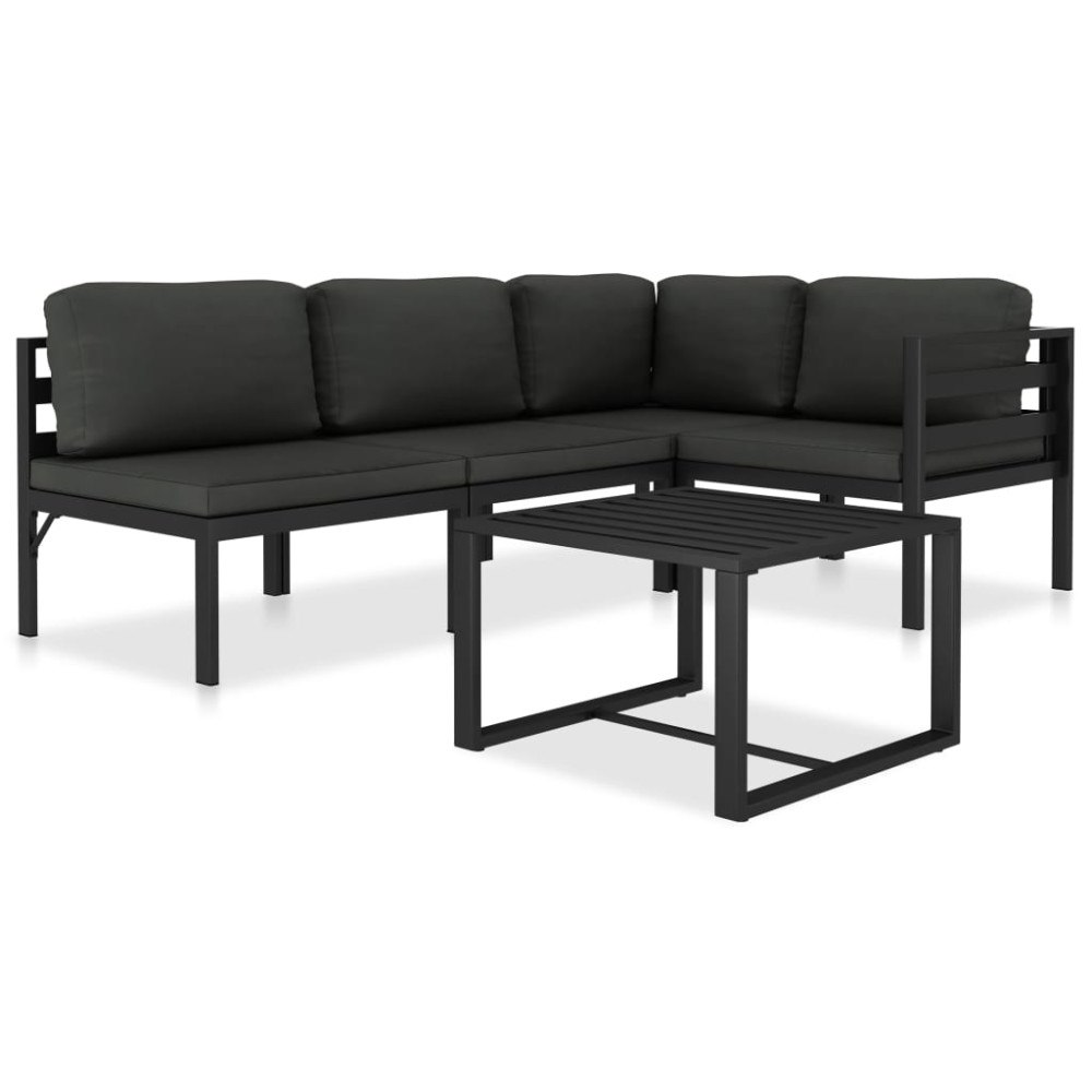 vidaXL Loungegrupp för trädgården 5 delar med dynor aluminium antracit