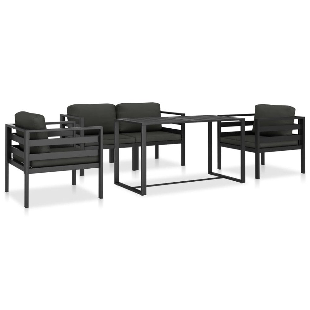 vidaXL Soffgrupp för trädgården 5 delar med dynor aluminium antracit