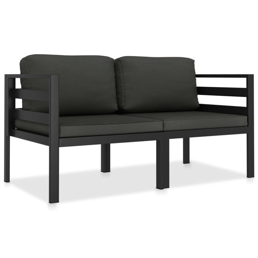vidaXL Soffgrupp för trädgården 2 delar med dynor aluminium antracit