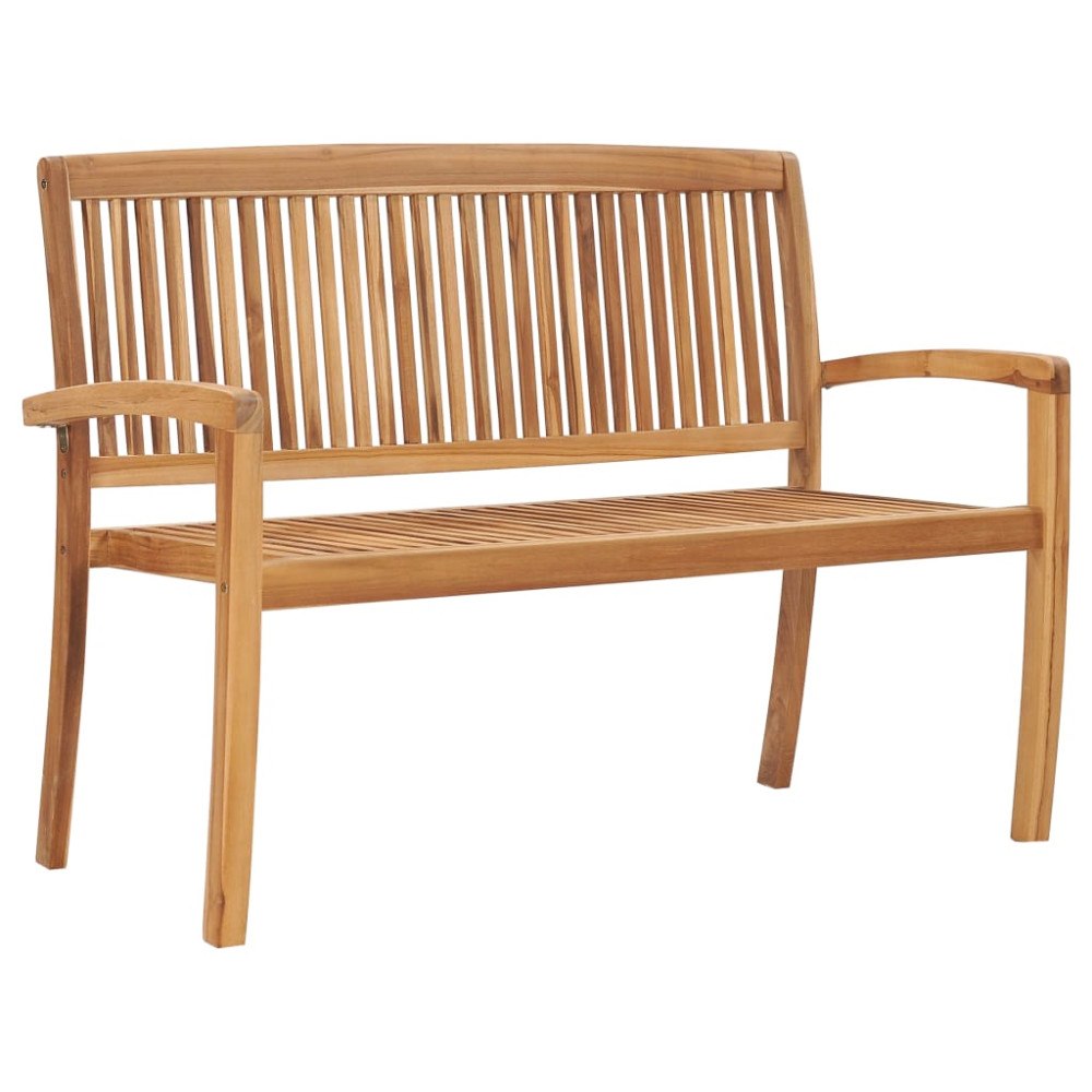 vidaXL Stapelbar trädgårdsbänk 2-sits 128,5 cm massiv teak