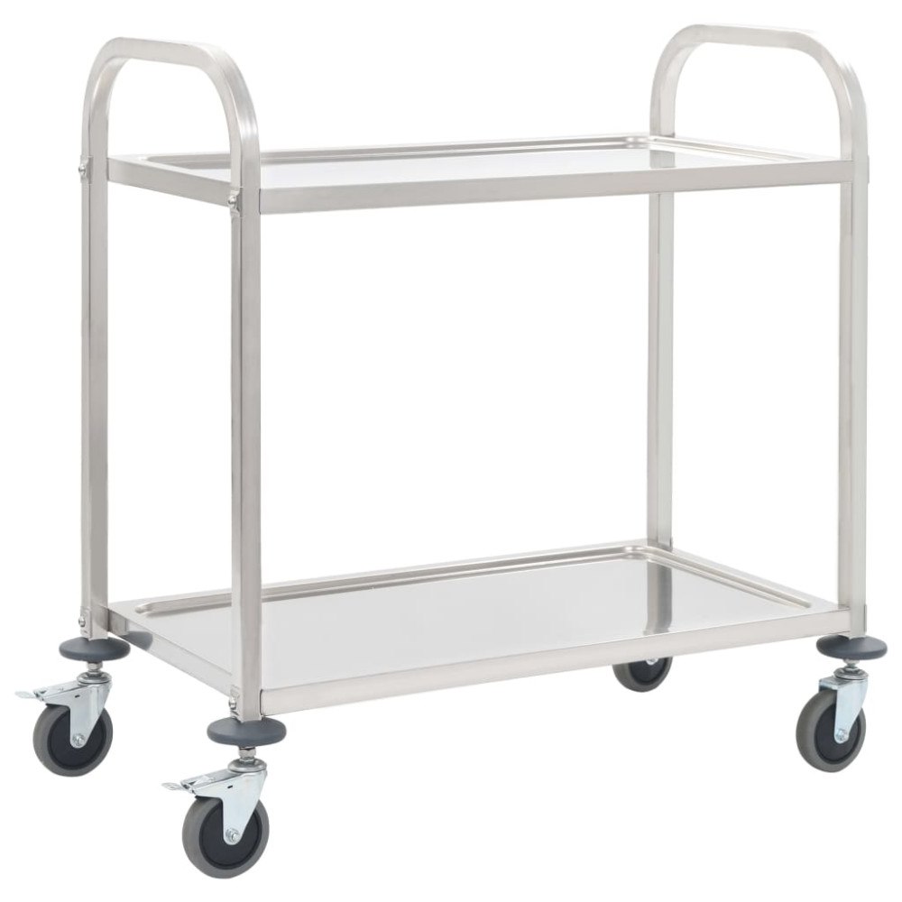 vidaXL Serveringsvagn 2 våningar 95x45x83,5 cm rostfritt stål