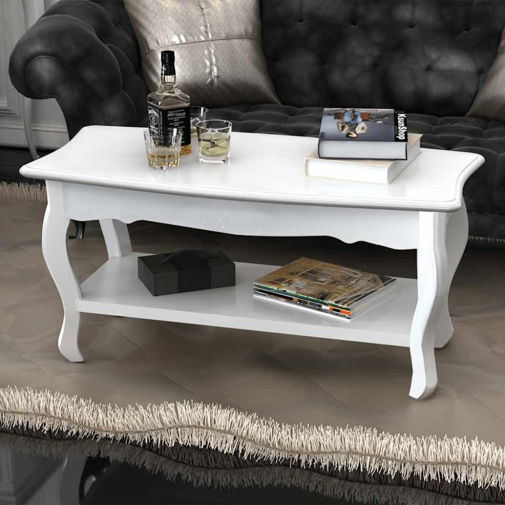 vidaXL Soffbord med hylla MDF vit