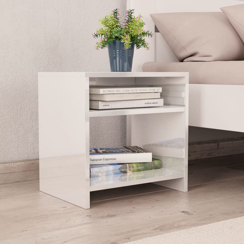 vidaXL Sängbord vit högglans 40x30x40 cm konstruerat trä