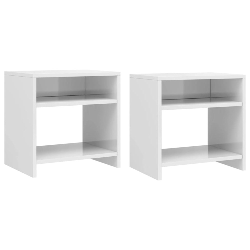 vidaXL Sängbord 2 st vit högglans 40x30x40 cm konstruerat trä