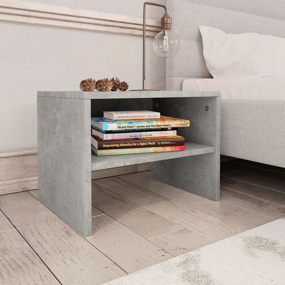 vidaXL Sängbord betonggrå 40x30x30 cm konstruerat trä