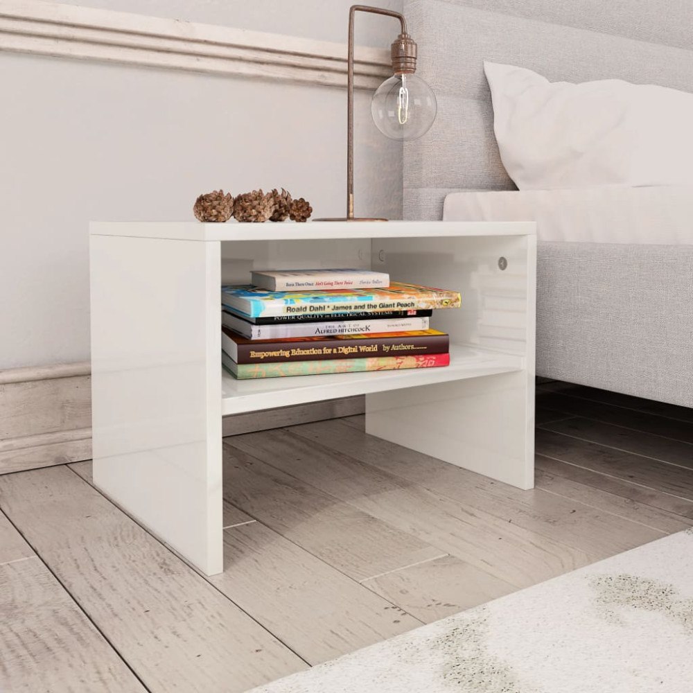 vidaXL Sängbord vit högglans 40x30x30 cm konstruerat trä