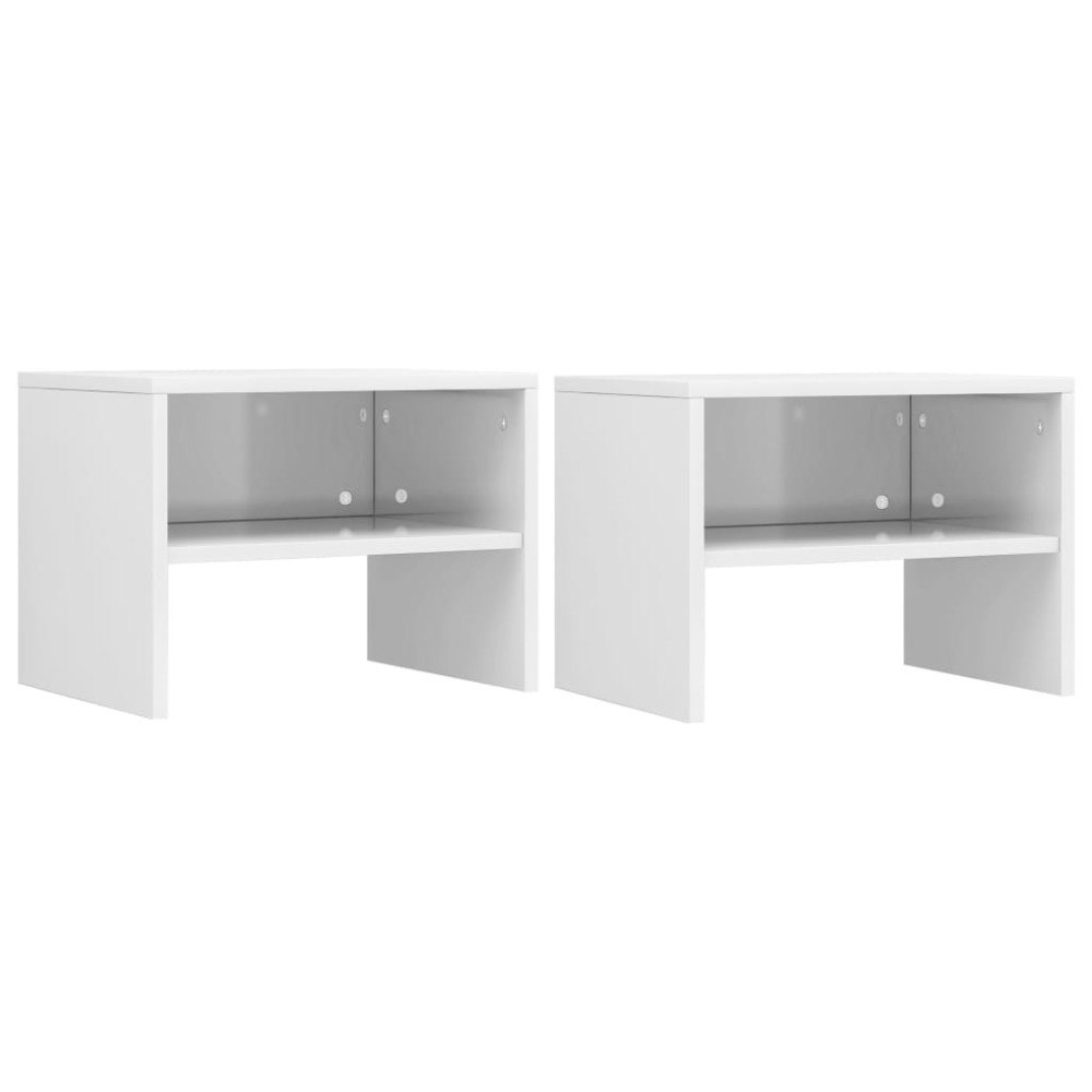 vidaXL Sängbord 2 st vit högglans 40x30x30 cm konstruerat trä