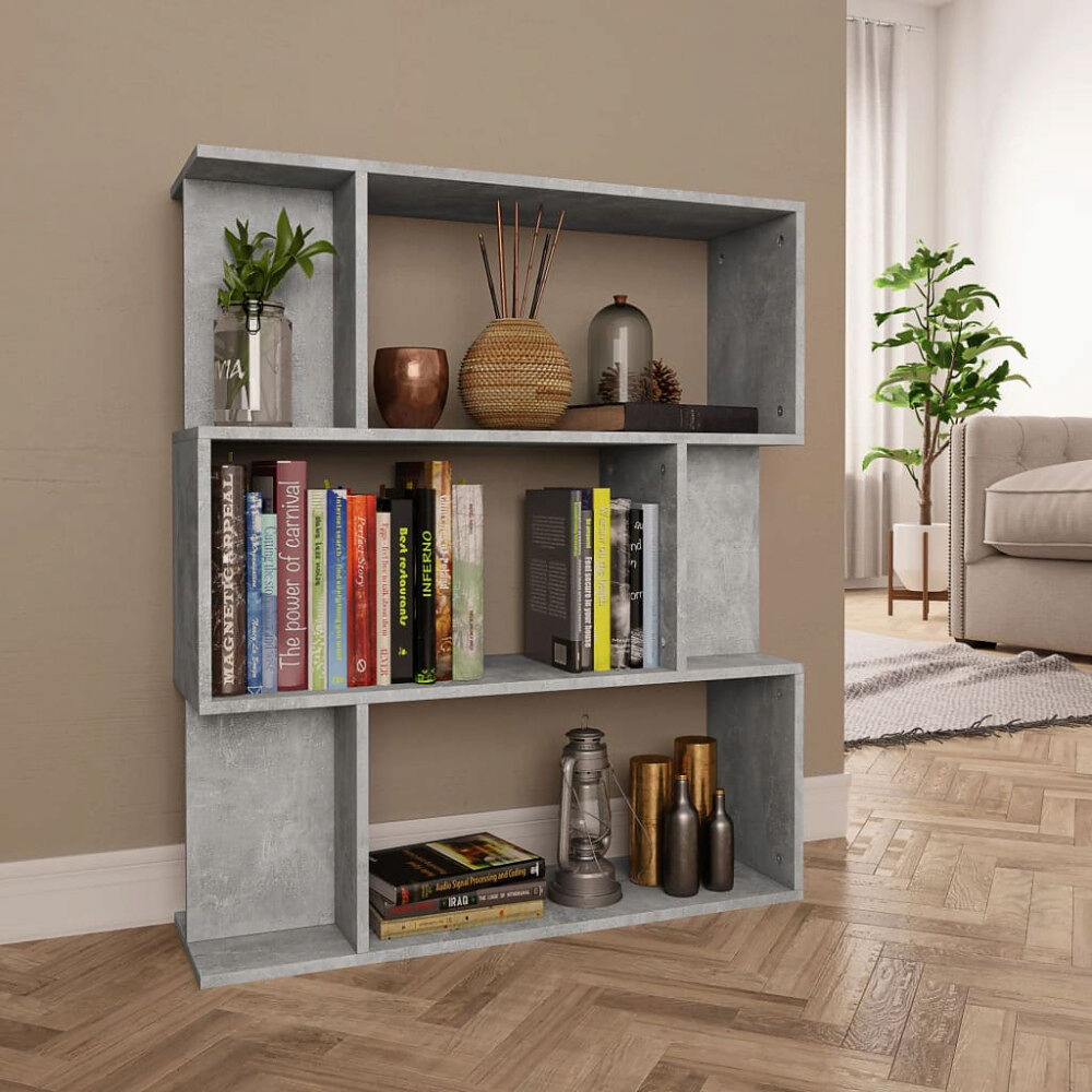 vidaXL Bokhylla/Rumsavdelare betonggrå 80x24x96 cm konstruerat trä