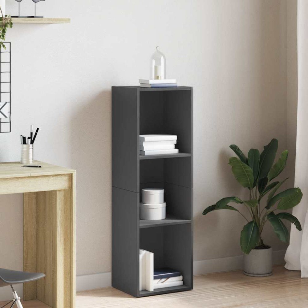 vidaXL Bokhylla/tv-bänk grå högglans 36x30x114 cm konstruerat trä