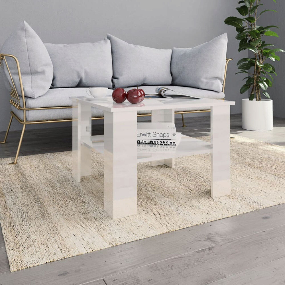 vidaXL Soffbord vit högglans 60x60x42 cm konstruerat trä