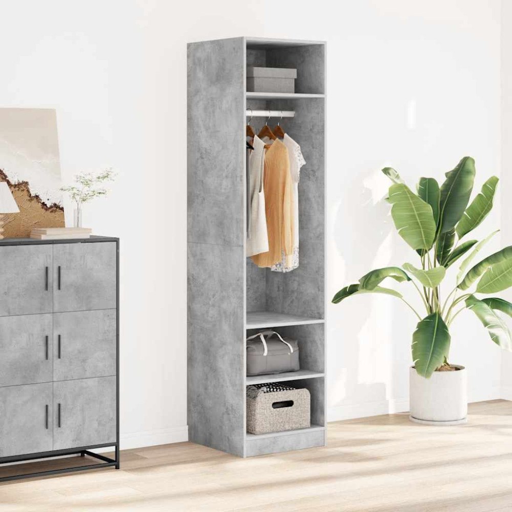 vidaXL Garderob betonggrå 50x50x200 cm konstruerat trä