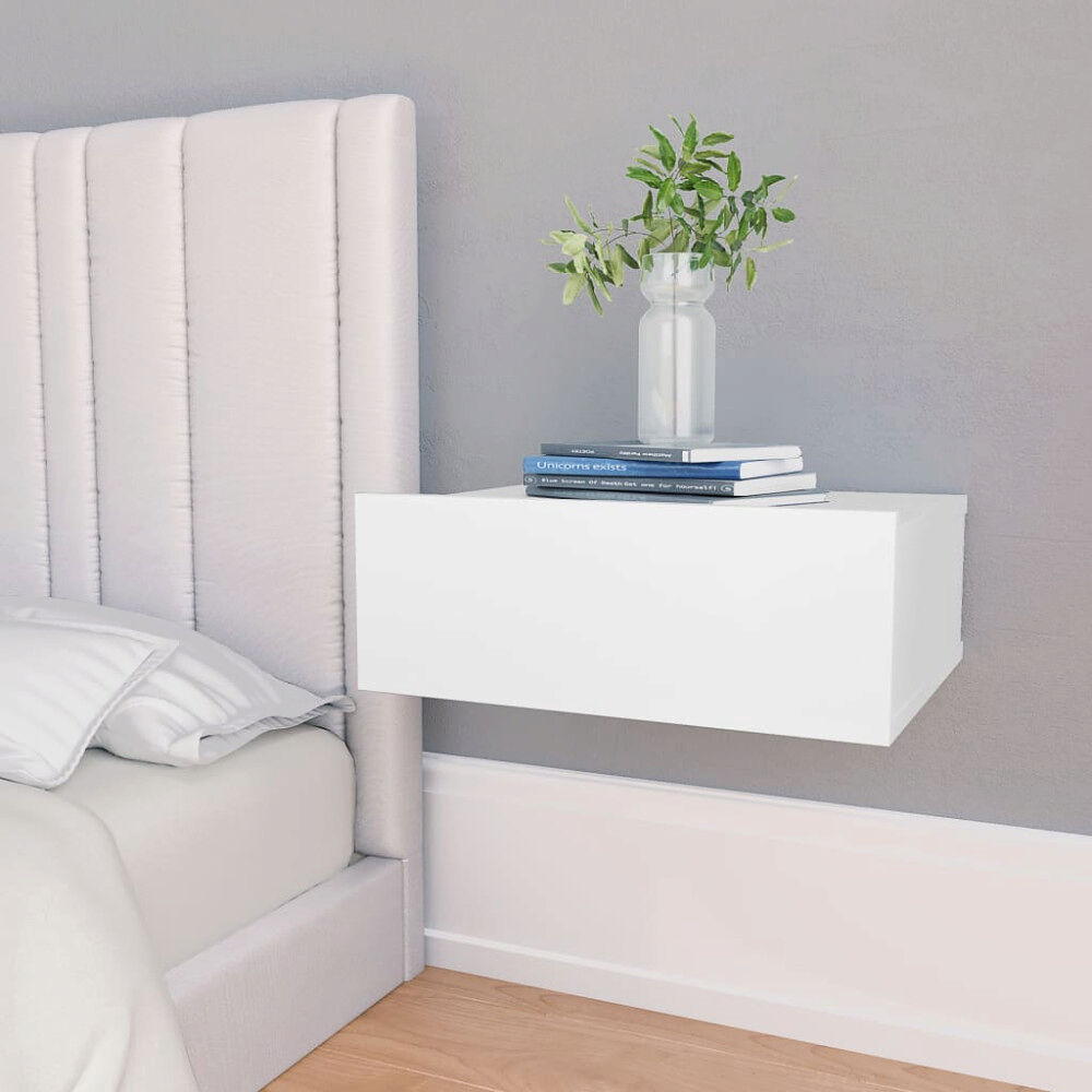vidaXL Svävande sängbord 2 st vit 40x30x15 cm konstruerat trä
