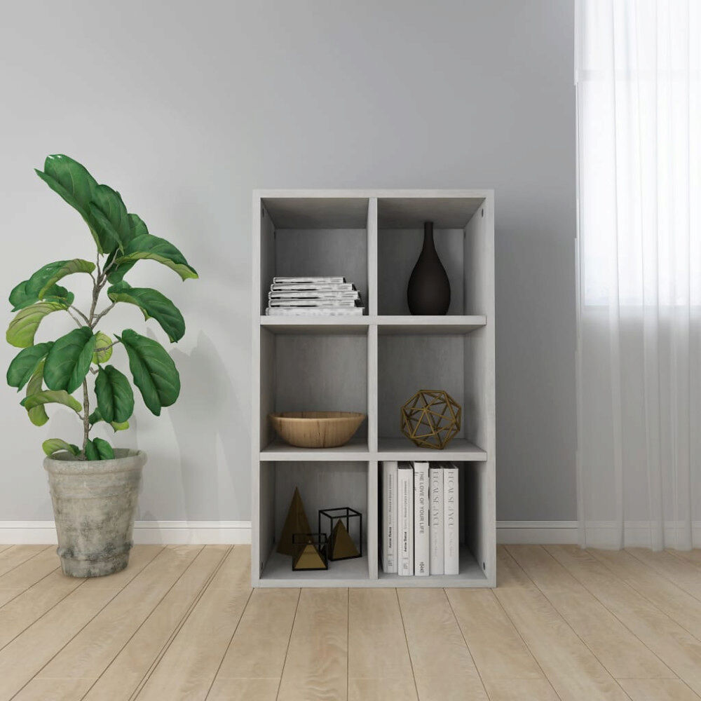 vidaXL Bokhylla/skänk betonggrå 66x30x98 cm konstruerat trä