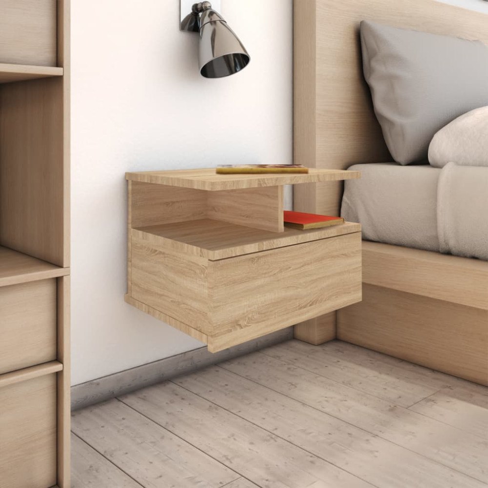 vidaXL Svävande sängbord sonoma-ek 40x31x27 cm konstruerat trä