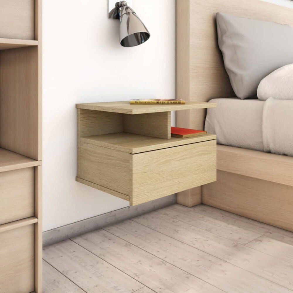 vidaXL Svävande sängbord 2 st sonoma-ek 40x31x27 cm konstruerat trä