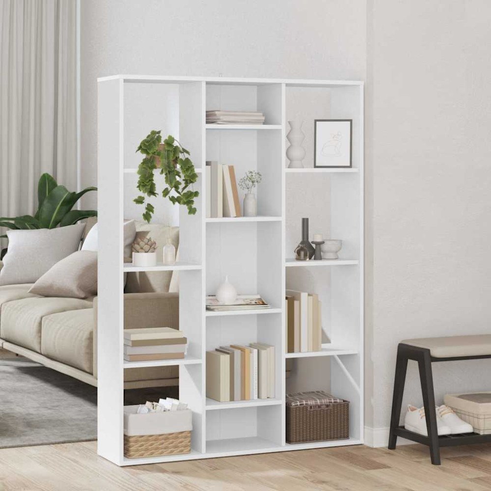 vidaXL Rumsavdelare/bokhylla vit 100x24x140 cm konstruerat trä