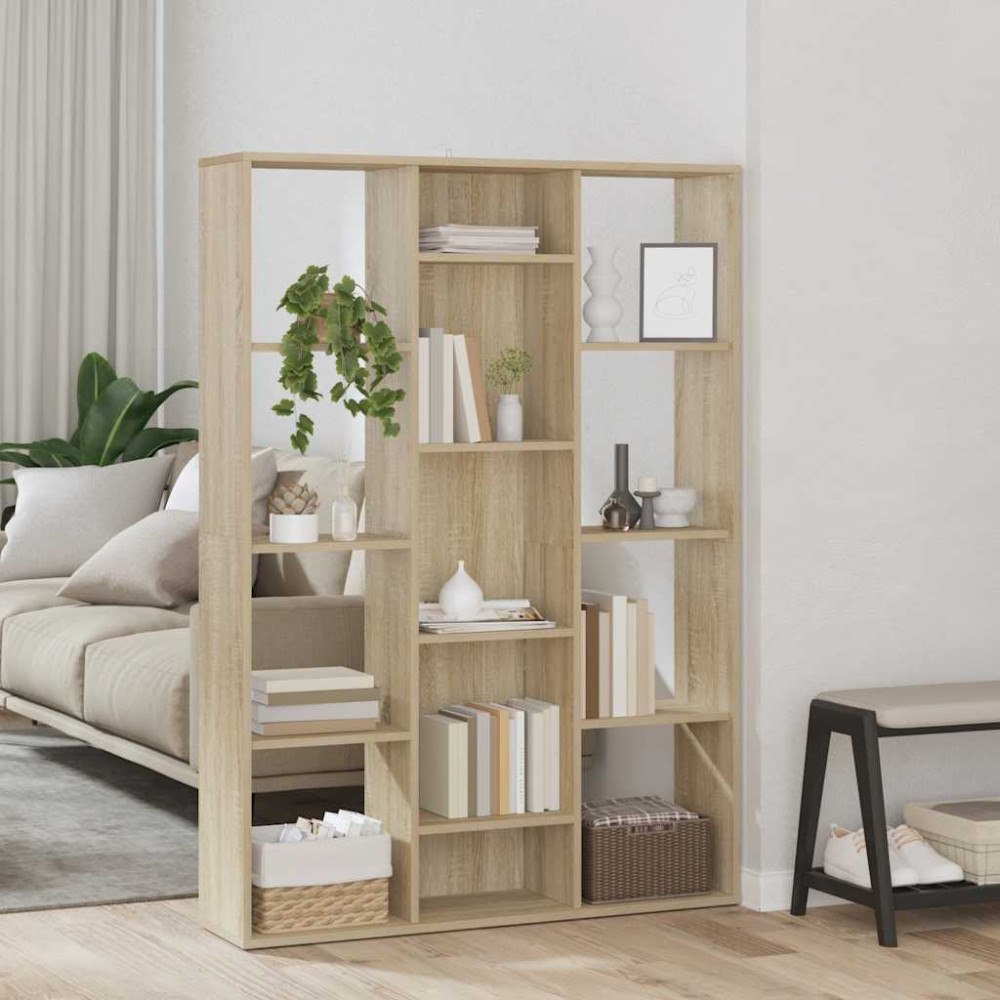 vidaXL Rumsavdelare/bokhylla sonoma-ek 100x24x140 cm konstruerat trä