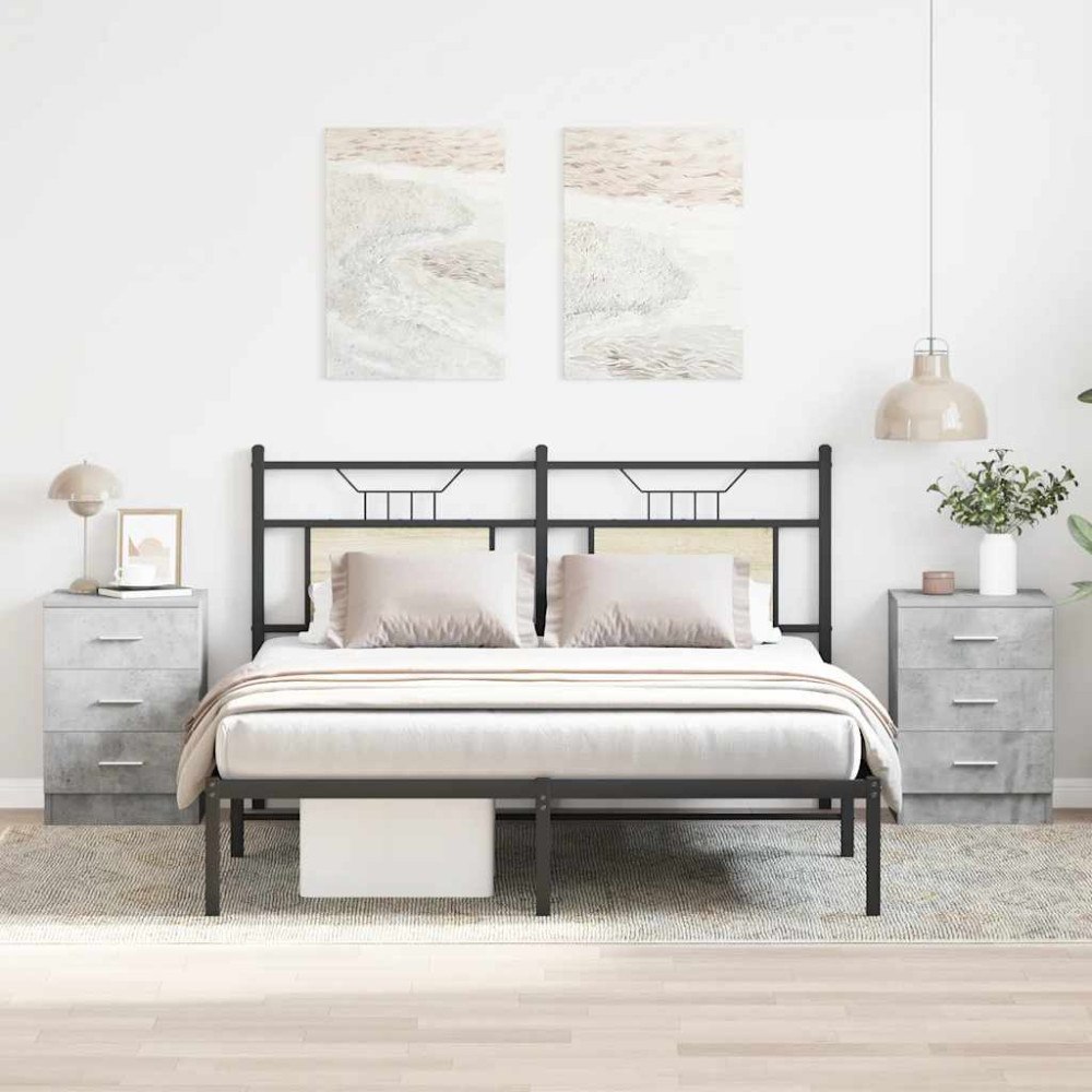 vidaXL Sängbord 2 st betonggrå 38x35x56 cm konstruerat trä