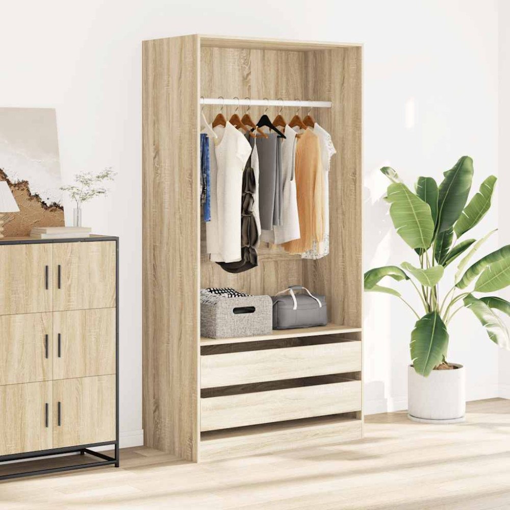 vidaXL Garderob sonoma-ek 100x50x200 cm konstruerat trä
