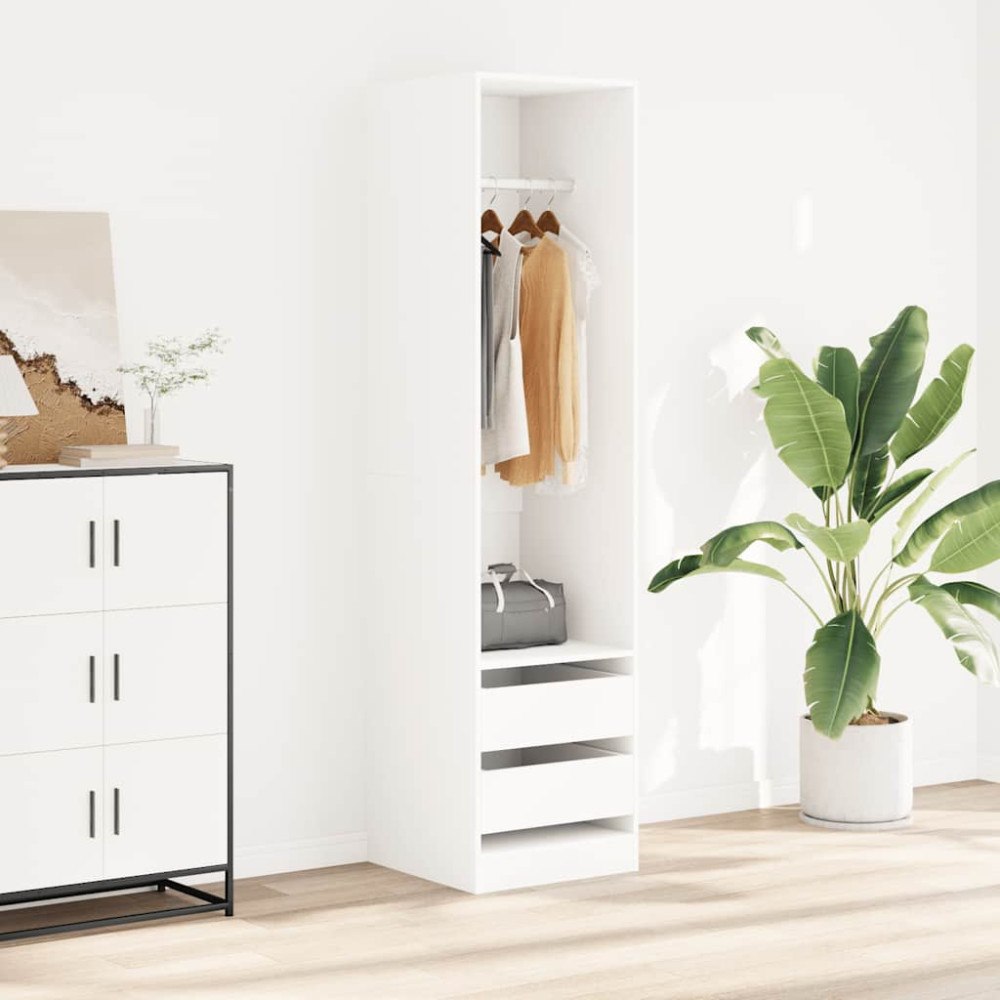 vidaXL Garderob med lådor vit 50x50x200 cm konstruerat trä
