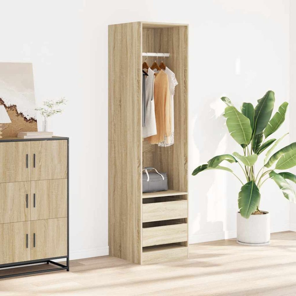 vidaXL Garderob med lådor sonoma-ek 50x50x200 cm konstruerat trä