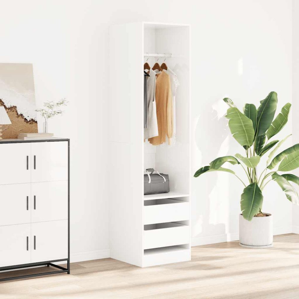 vidaXL Garderob med lådor vit högglans 50x50x200 cm konstruerat trä