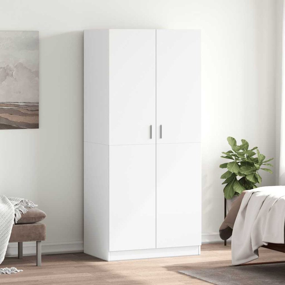 vidaXL Garderob vit 80x52x180 cm konstruerat trä