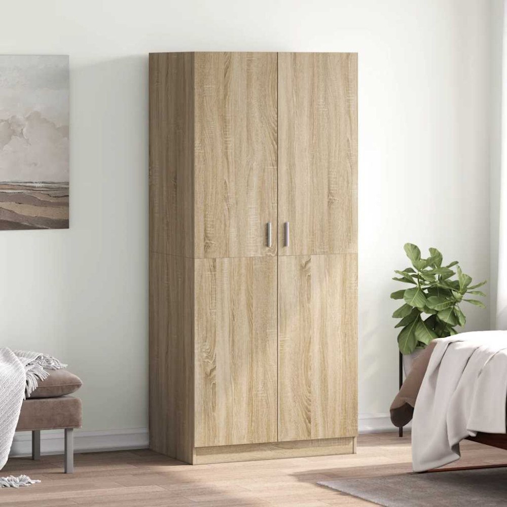 vidaXL Garderob sonoma-ek 80x52x180 cm konstruerat trä