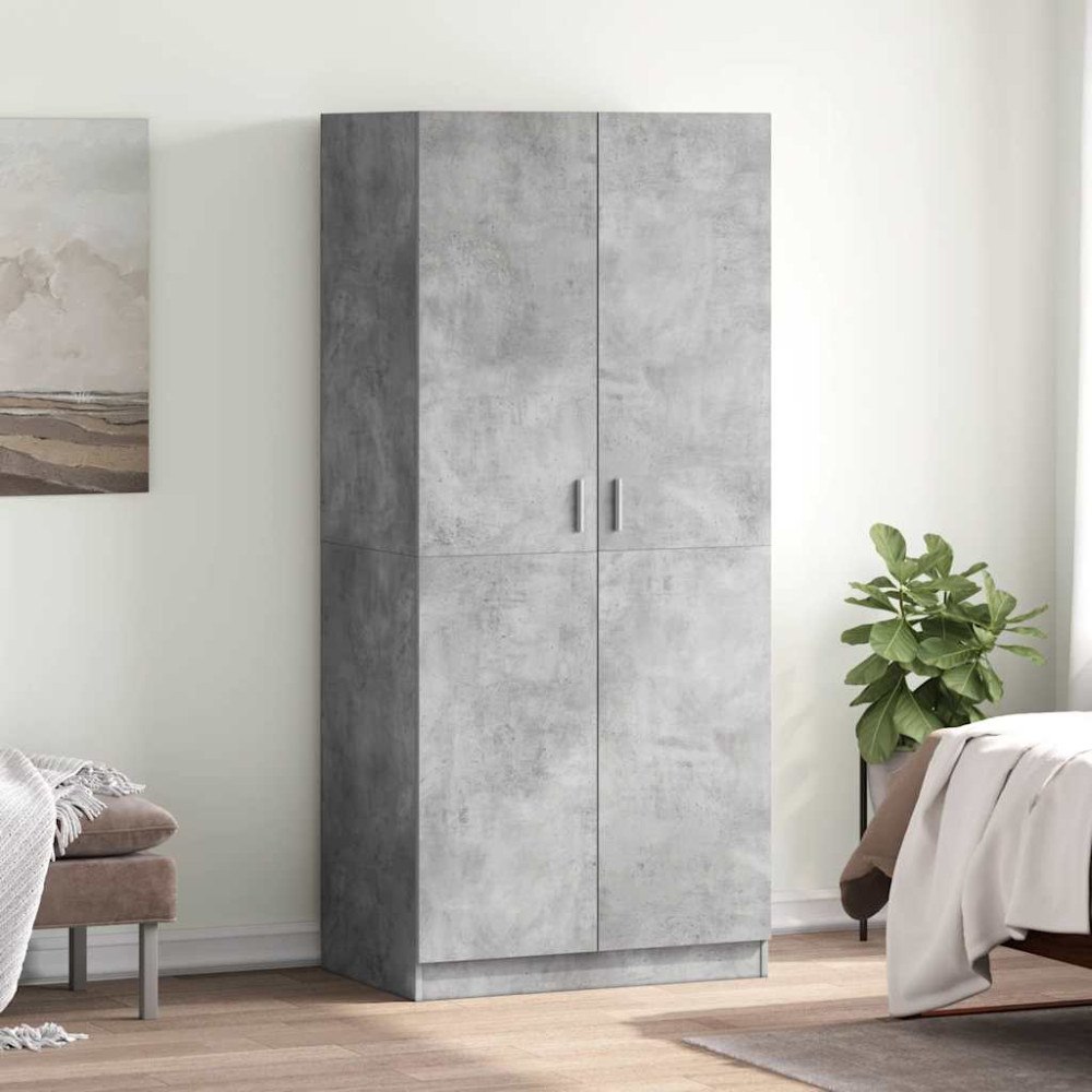 vidaXL Garderob betonggrå 80x52x180 cm konstruerat trä